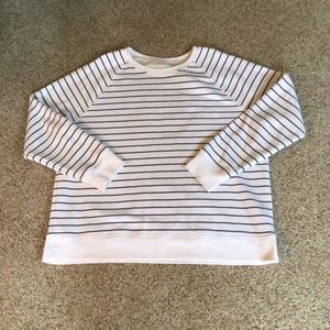 Old Navy Blue and White Striped Crewneck Sweatshirt